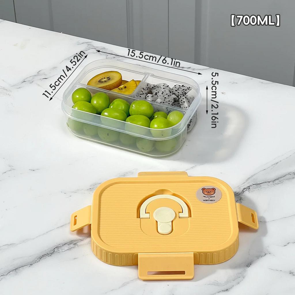 Reusable Plastic Bento Lunch Box For Kids Student With Compartment Portable Leak Proof Fruit Salad Food Container Microwave Safe