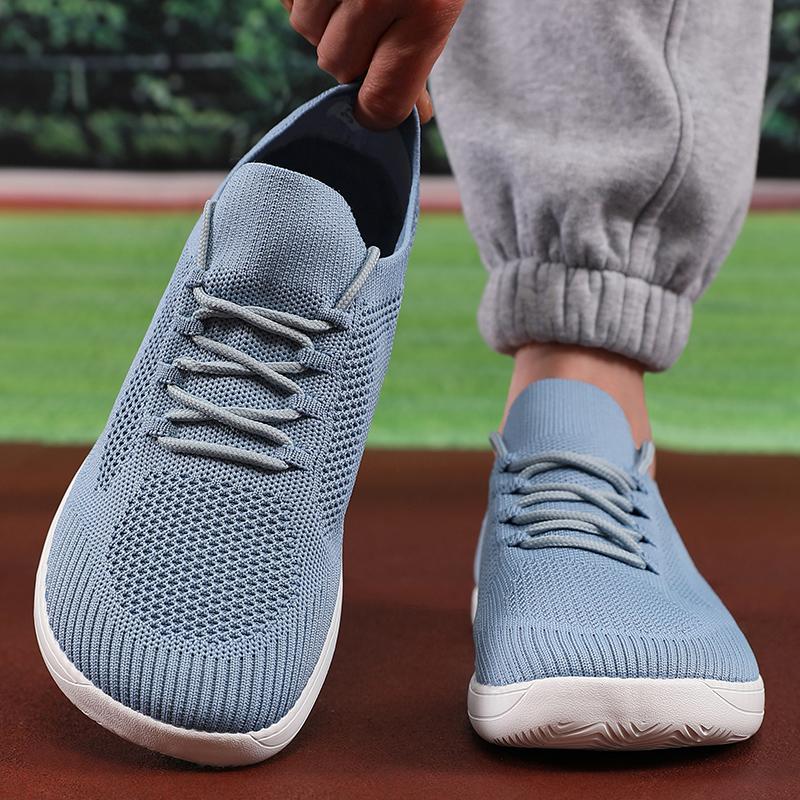 Low Cut Sports Shoes for Men Trendy Mesh Fabric with Lace Up Breathable Flat Shoes 2025 Breathable Outdoor White Jogging Shoes