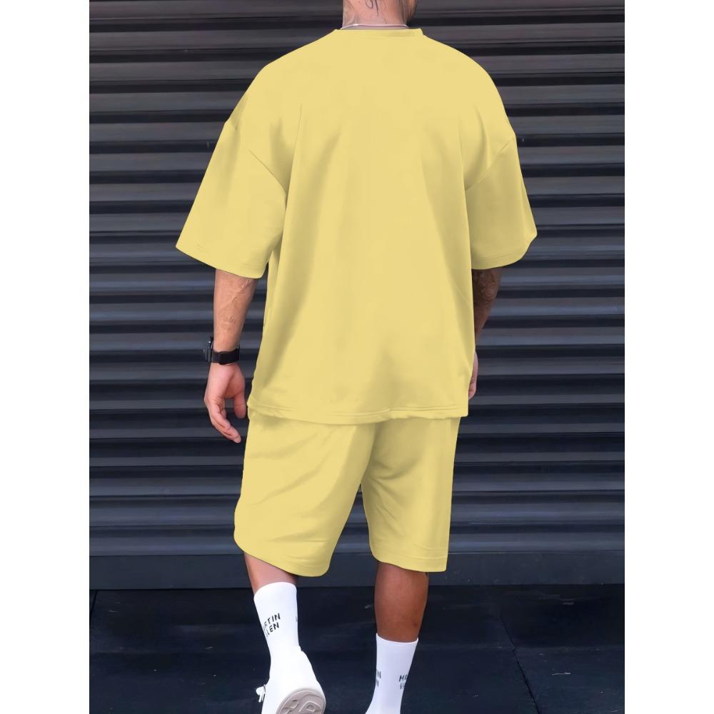 Summer Men's Suit Features an Interesting Cartoon Duck Print Casual and Fashionable Polyester Wear