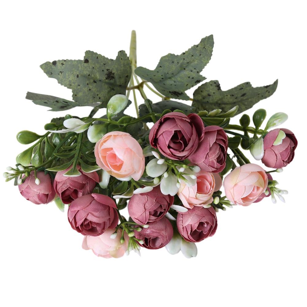 

Camellia Artifiical Flower Branch 15 Peony Flower Buds Silk Flower DIY Flower Arrangement темно-розовый