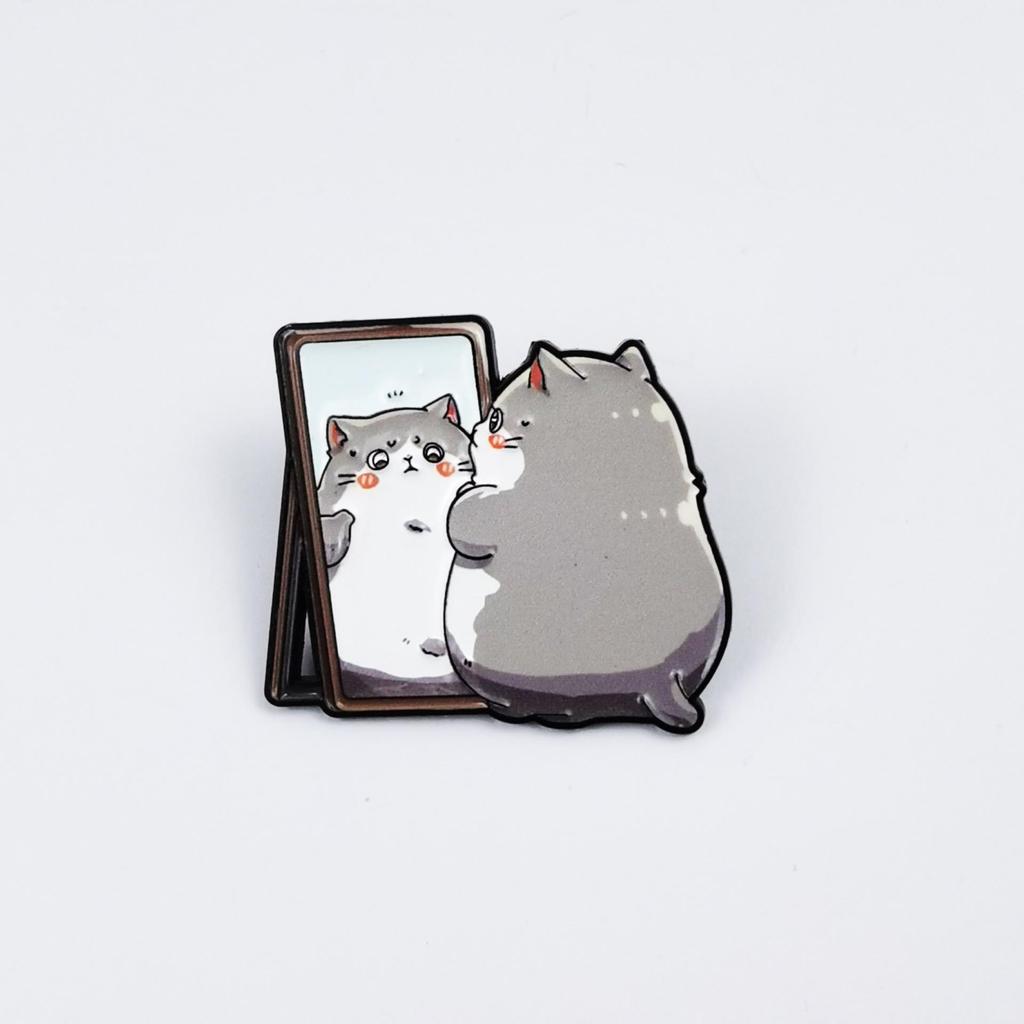 Cute Kitten Cartoon Brooch: Smiling Animal Badge for Clothing & Backpacks