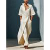 Summer New Style Casual V-neck Short-sleeved Belt-wrapped Fitted Slimming Figure-enhancing Blouse Dress