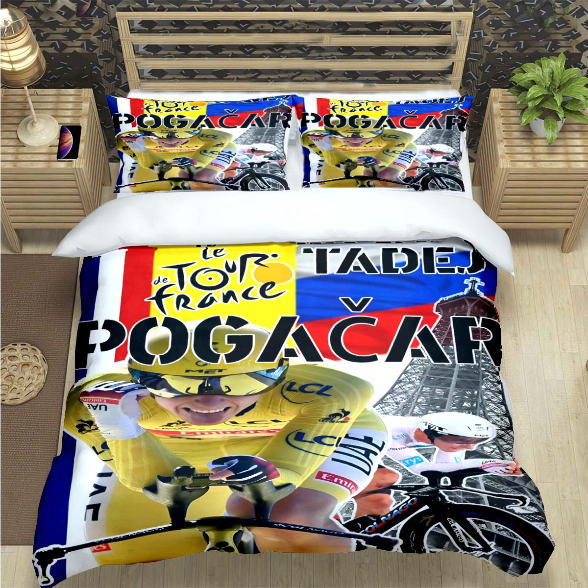 

Fashion Mountain Biking Ttadej Pogacar Print Bedding Sets Bed Supplies Set Duvet Cover Bed Comforter Set Bedding Set Luxury Gift 150*200cm 3pcs