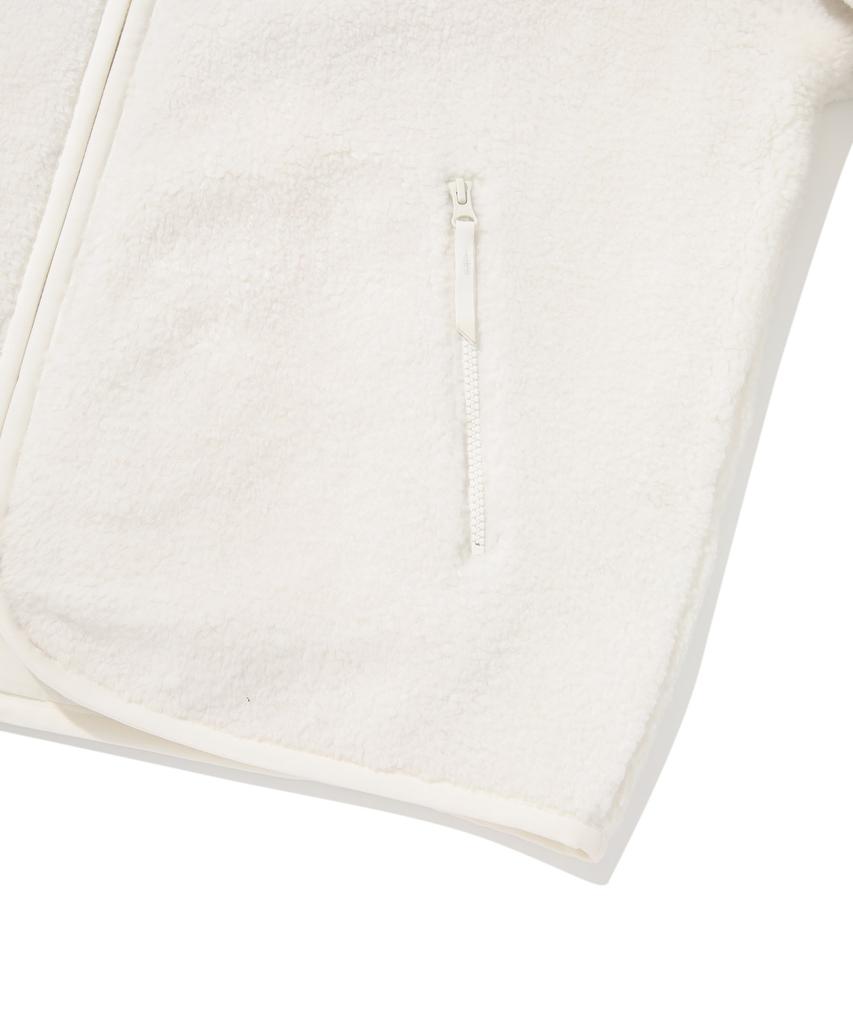 COVERNAT C Logo Collarless Sherpa Jacket Ivory