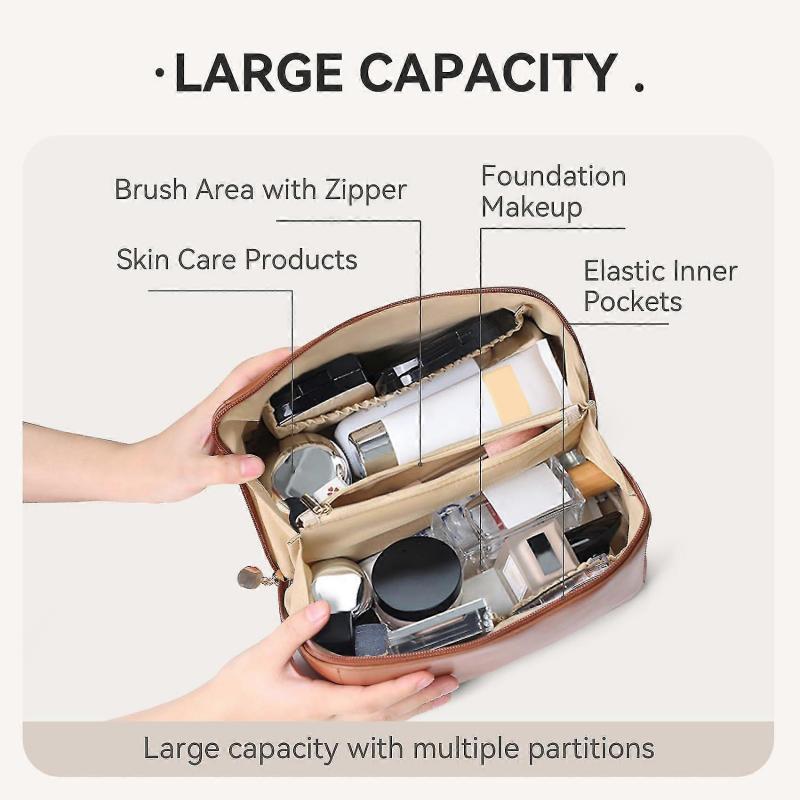Travel Makeup Bag,Large Capacity Cosmetic Bags for Women,Waterproof Portable Pouch Open Flat Toiletry Bag Make up -GSL