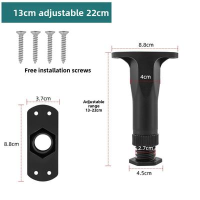 Adjustable Height Bed Frame Support Legs Heavy Duty Load-bearing Furniture Legs PP Black Bed Legs Replacement