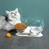 Hot pet bowl cat neck guard Transparent tilt cat face double bowl anti-splash non-slip food for cats and dogs