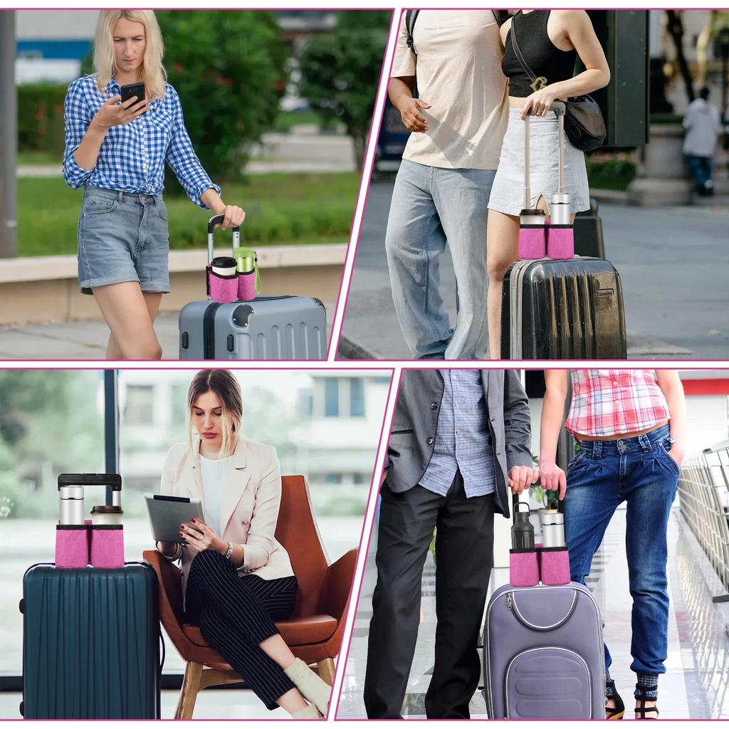 Luggage Travel Cup Holder Oxford Fabric Suitcase Drink Bag with Drawstring Durable Free Hand Travel Milk Tea Coffee Mugs Holder
