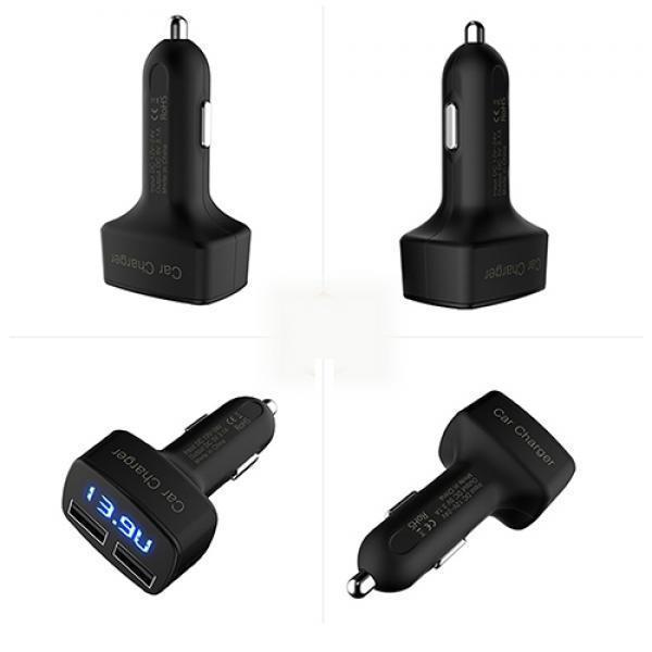 Car Charger 4 In 1 Dual 3.1A USB Voltage Current Meter Tester Bullet Adapter For iPhone Samsung Huawei