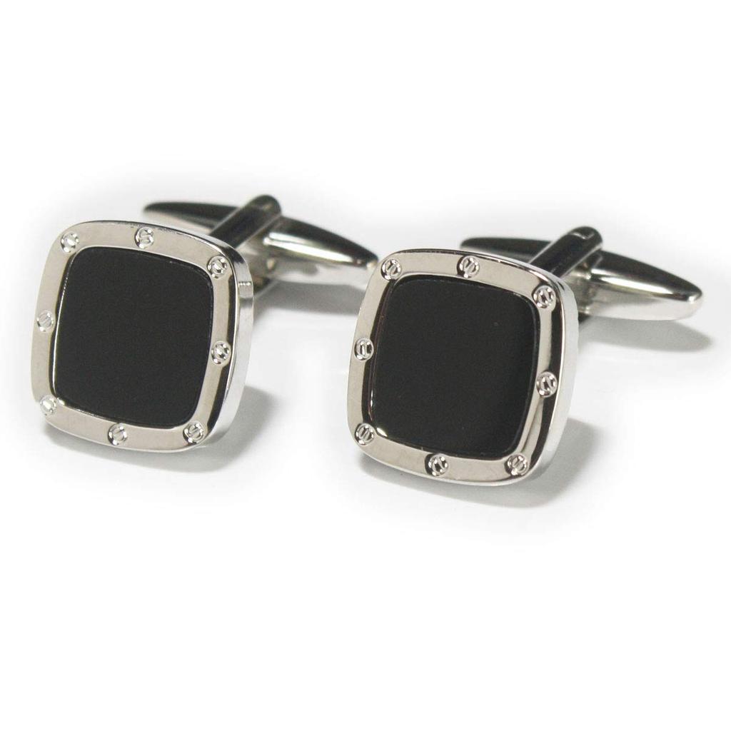 Kamakura Cufflinks Workshop Black Onyx Inlay Square Cufflinks Ed102 (Cufflinks)