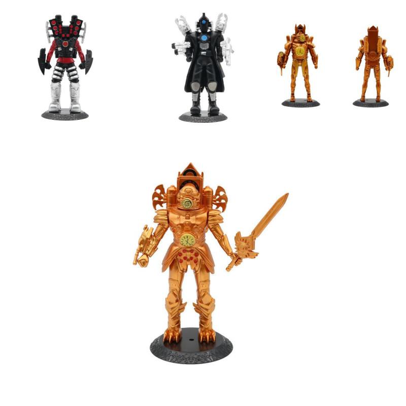 High Quality Pvc Titan Clock Man Figure Large Golden Warrior Model For Collectors