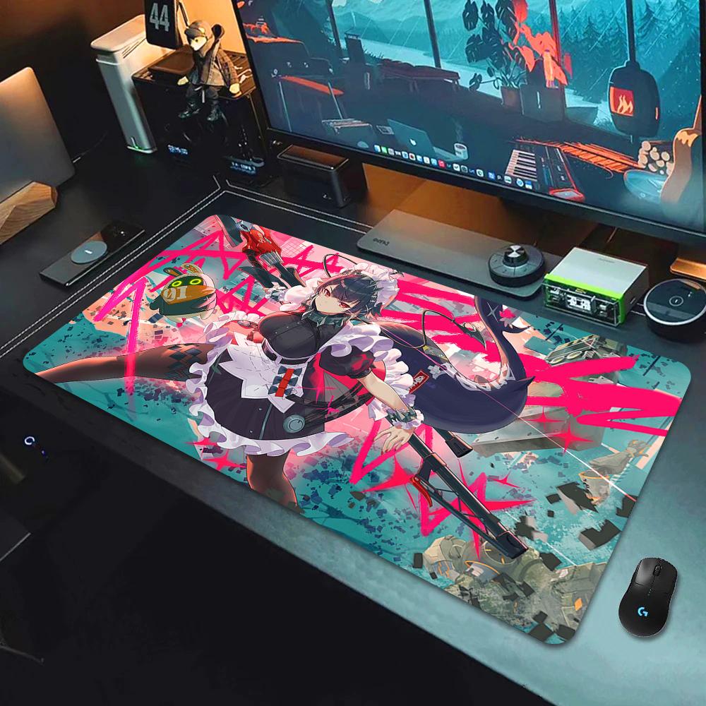Gaming Mouse Pad with Antislip Base and Stitched Edges Anime Girl with Shark Print Desk Mat for PC Laptop Gaming