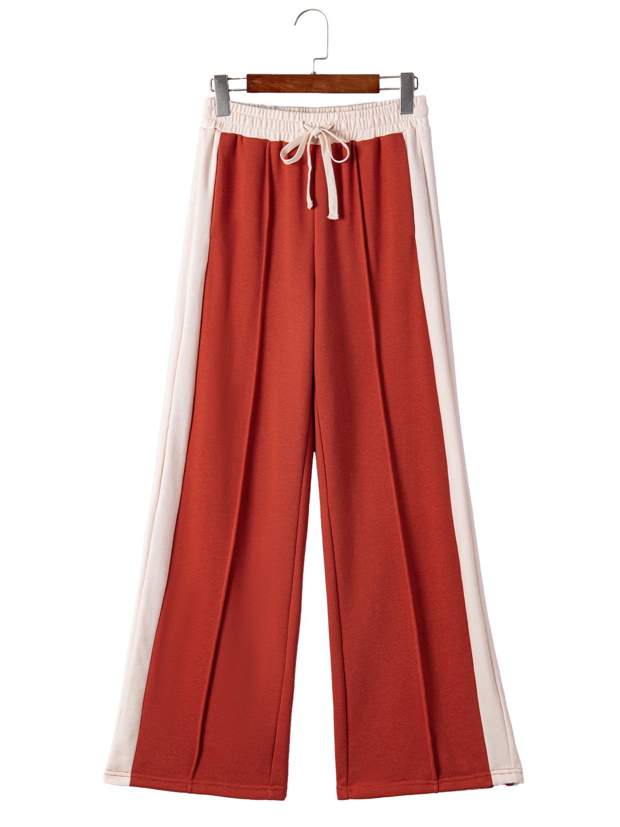 

Women s Multicolor High-Waisted Drawstring Long Pants - Trendy Autumn Fashion L оранжевый