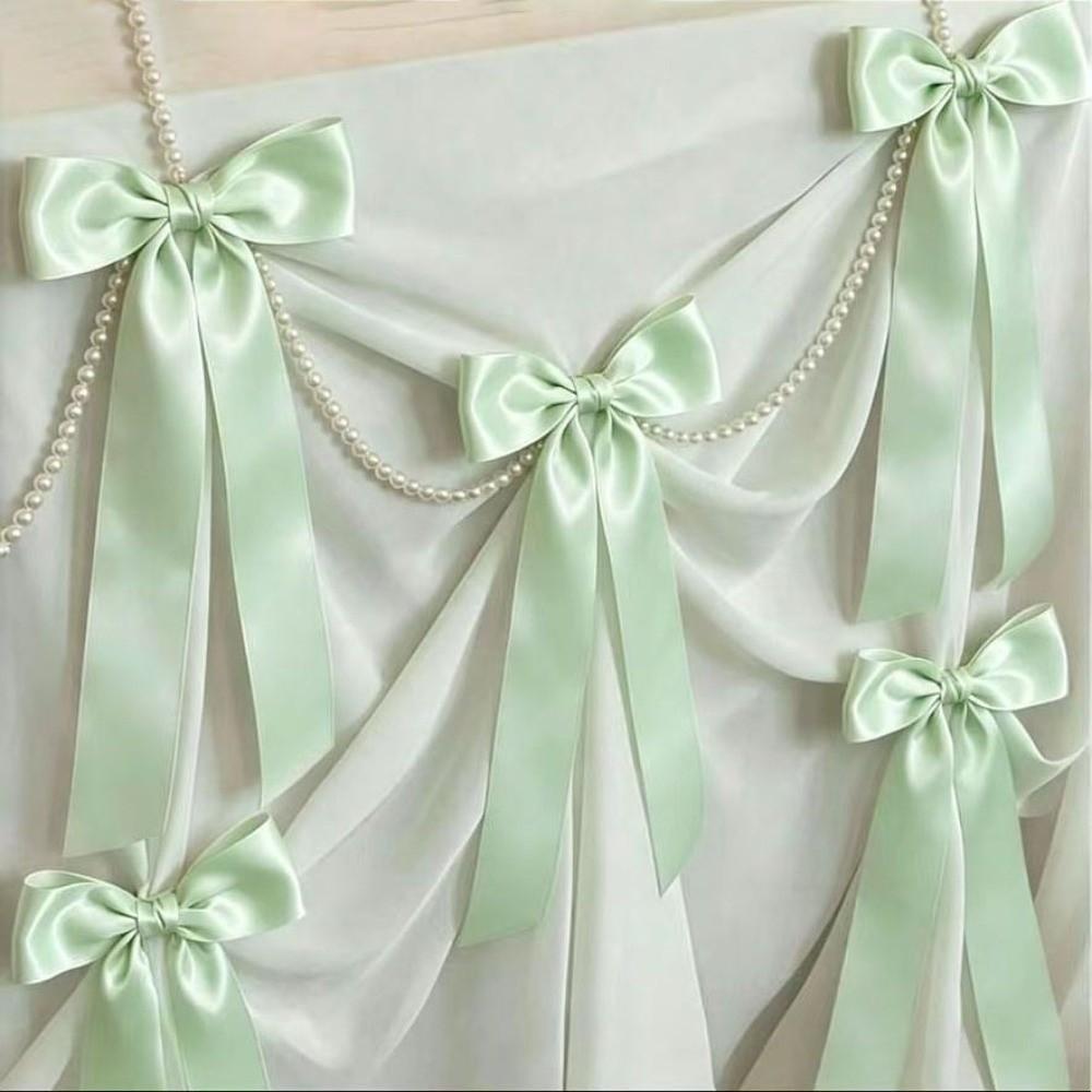 Faux Pearl Bowknot Banner Hanging Pendant Reusable Bow Beaded Garland Birthday Decor