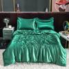 Nordic Satin Silk Bedding Set with Duvet Cover Bed Sheet Pillowcases Luxury Solid Single Double Couple Pillow Case Bedsheet