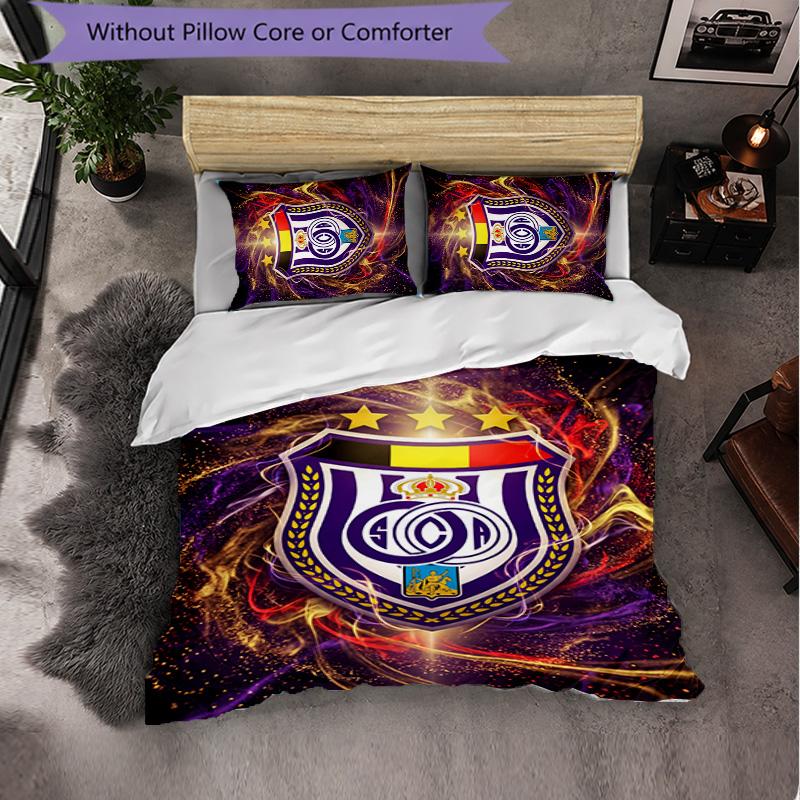 Biancheria da Letto a Tema FC Anderlecht Set 3 Pezzi Copripiumino Biancheria da Letto Decorativa Per Stanza Adolescenti Decorazione Casa