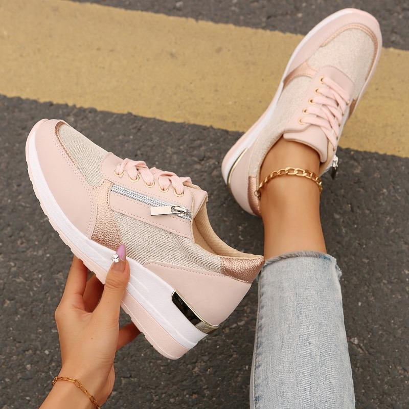 37-44 Large Size Women's Platform Shoes New Fashion Side Zipper Casual Sneakers Comfortable Breathable Lightweight Running Shoes