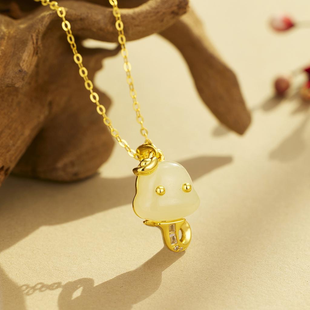 S925 Sterling Silber Neue Jahr der Schlange Schlange Baby Halskette Weibliche Natürliche Hetian Jade Anhänger Natal Jahr Schlüsselbein Kette