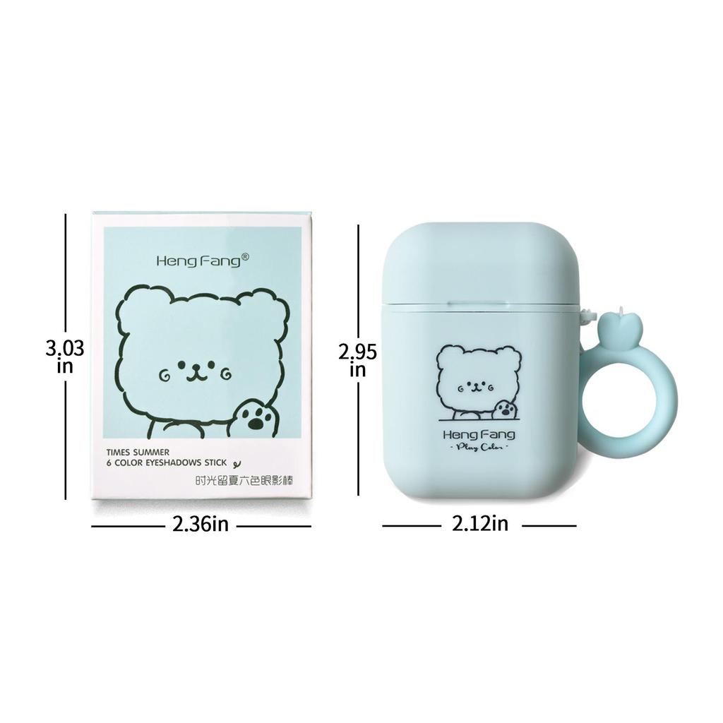 HENGFANG Podwójna tuba gradientowy sześciokolorowy cień do powiek w sztyfcie mocne światło i delikatny błysk leniwy cień do powiek przenośny schowek na słuchawki makijaż oczu