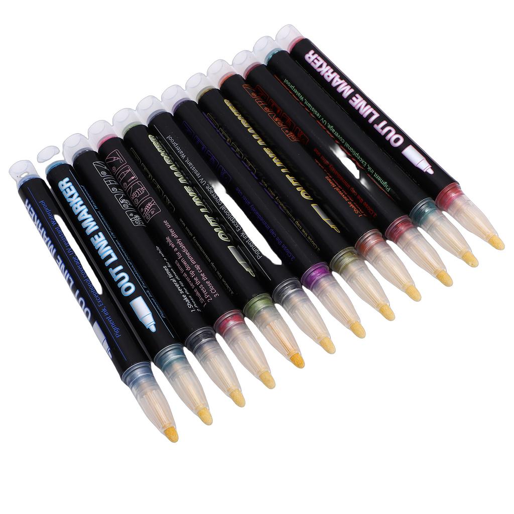 12pcs  ing Dual Line Pens Metallic   Marker Set Self   Pens for Doodle Art
