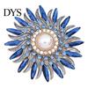 Vintage Flower Pin Retro Rhinestone Sunflower Brooch Pin, Floral Lapel with Faux Pearl Pearl, Metal Badge for Women, Clothing Accessories Decorative