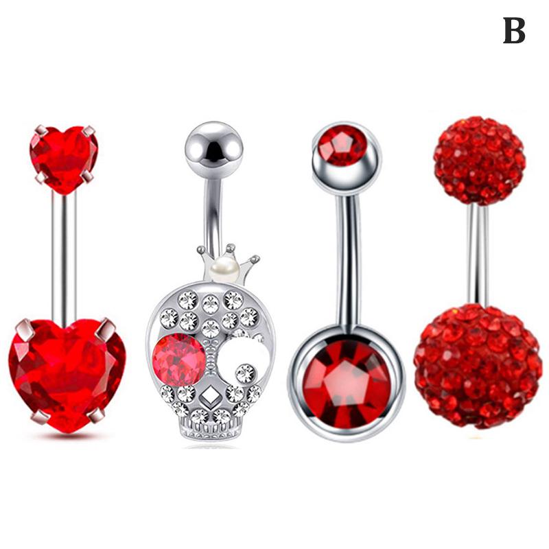 4Pcs Combination Set Belly Button Piercing Simple Piercing Jewelry Navel Ring