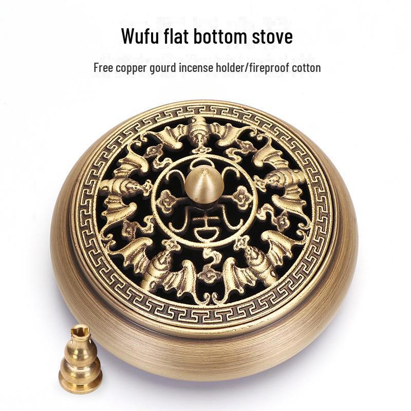 Jinlian Räuchergefäß aus Messing mit flachem Boden für den Heim- und Innenbereich