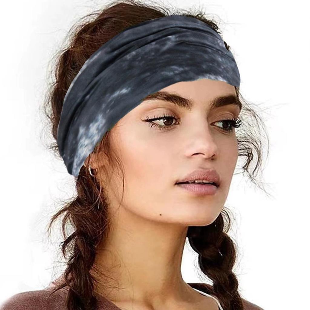 Boho Knot Turbans Yoga Elastic Head Wrap Women Headband Wide Hairbands Headwear Tie Dye Fashion Hair Band Accessories