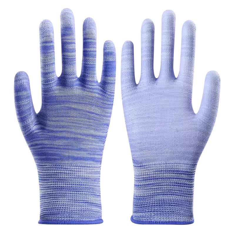 Λευκά Γάντια Παλάμης με Αντιστατική Επικάλυψη PU, Χωρίς Σκόνη, Προστασία Δακτύλων με Χρωματιστή Λωρίδα