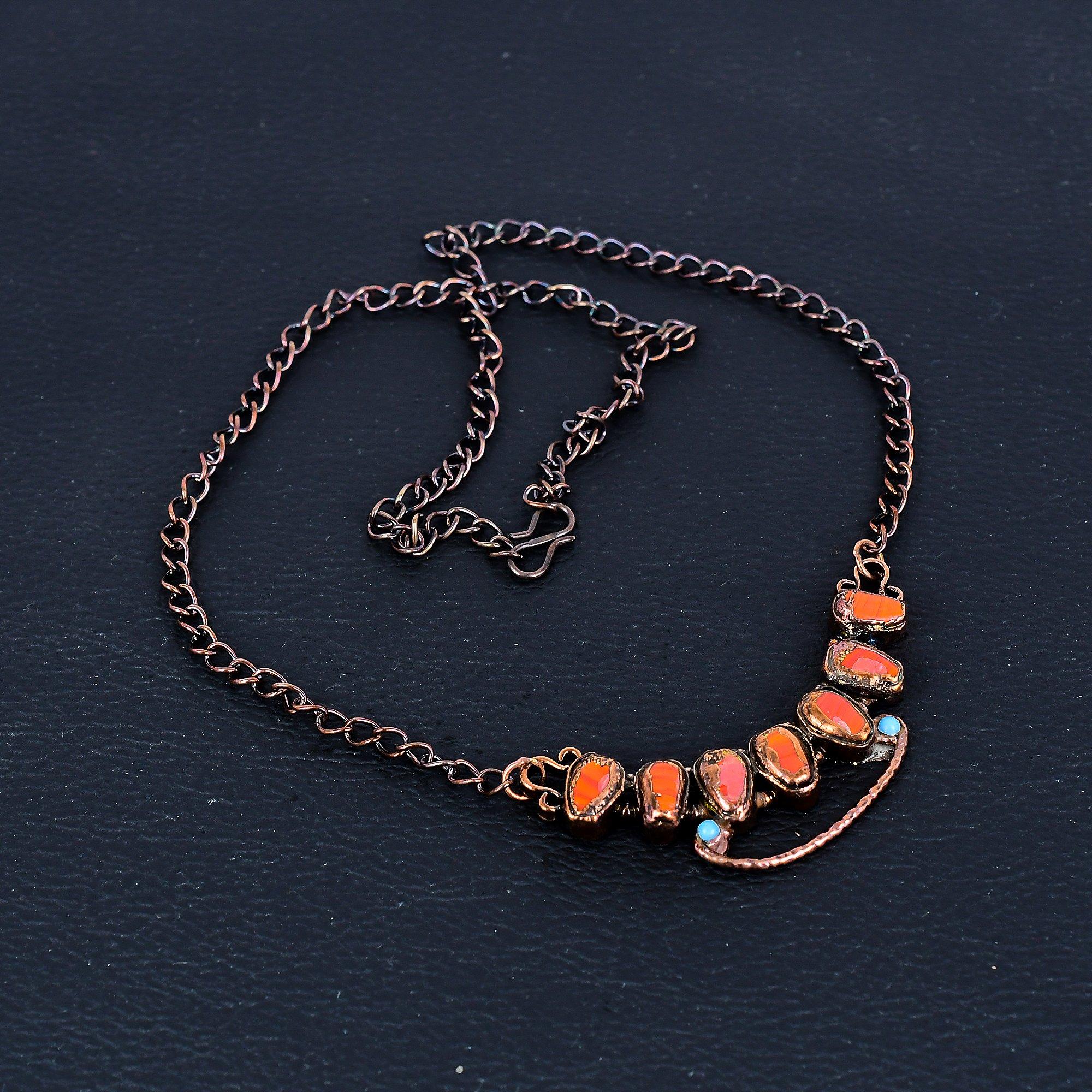 

Carnelian Necklace, Gemstone Copper Electroformed Jewelry Necklace, Handmade Jewelry, For Anniversary Gift