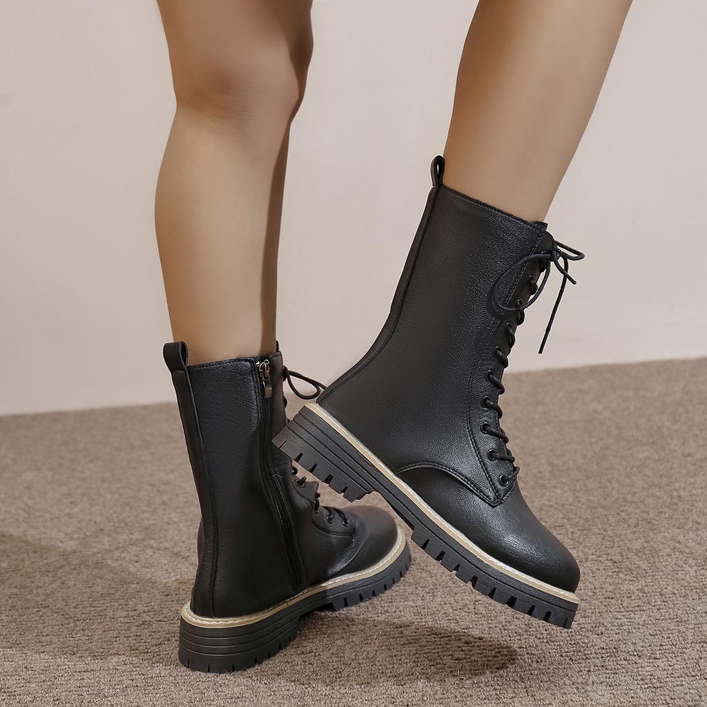 Plus Size Martin Boots Women's New Versatile Single Boots Platform Boots Women's Boots for Autumn 2025