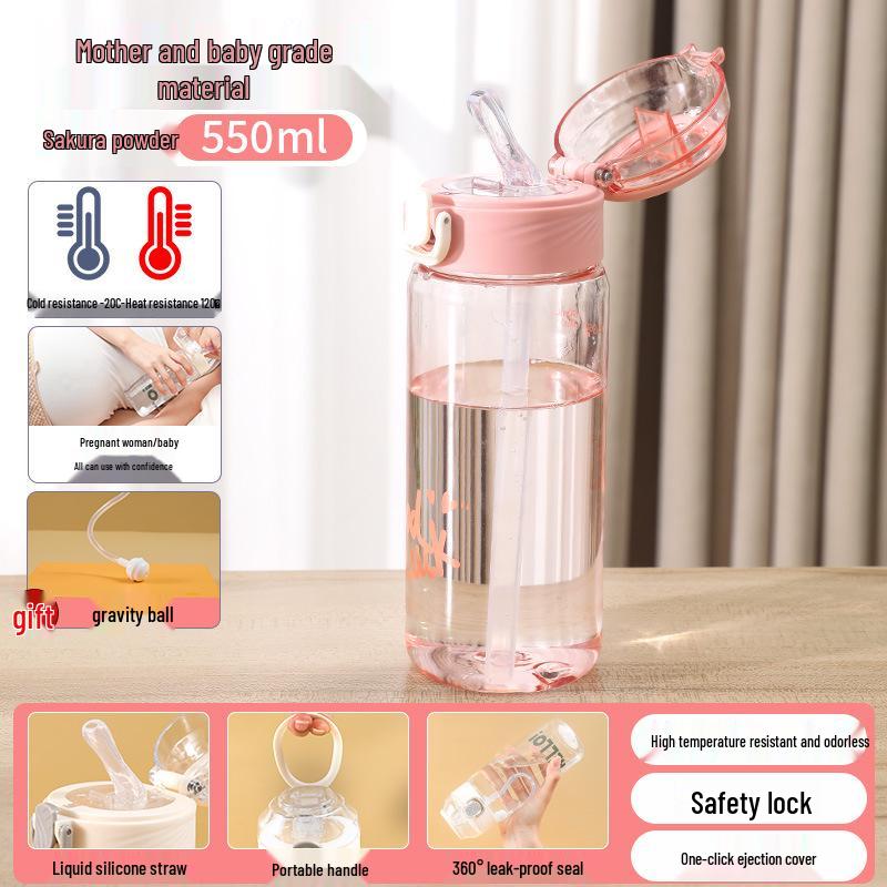 

High-Temperature Resistant Straw Cup for Postpartum and Adults - Easy to Drink Lying Down, with Gravity Ball Scale 501mL - 600mL