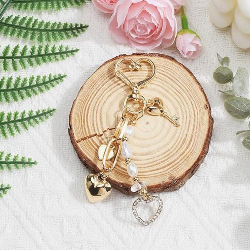 Perlen Herz Anhänger Schlüsselanhänger Zubehör stilvoll Legierung Freundschaft Schmuck Elegant Valentinstagsgeschenk Für Sie
