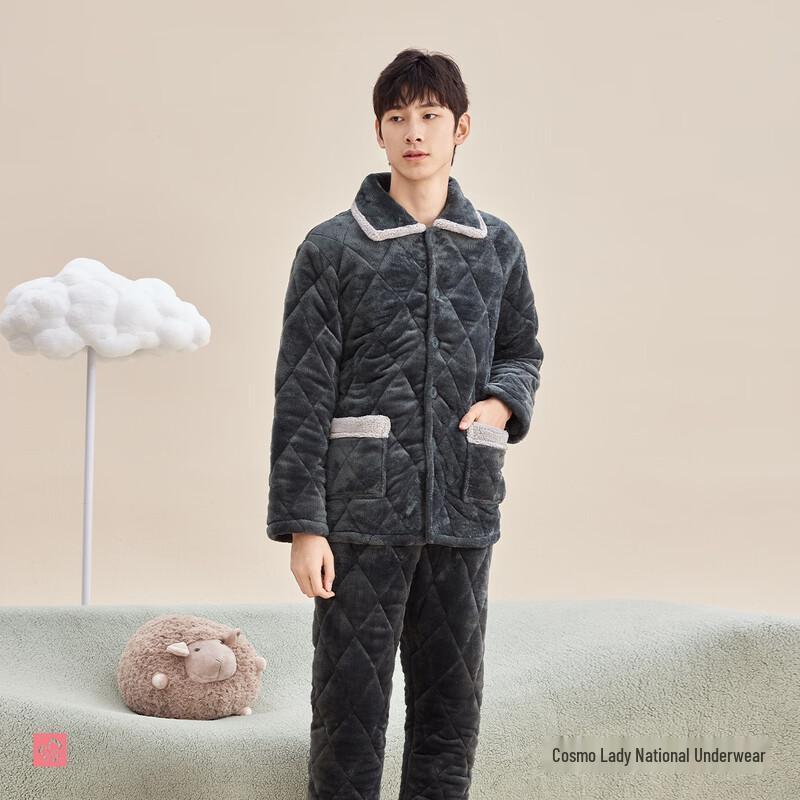 Мужской зимний утепленный комплект пижамы L