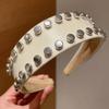 Vintage Wide Brim Hair Hoop Multi-Color Face Wash Headwear Cool Rivet Headband  Outdoor