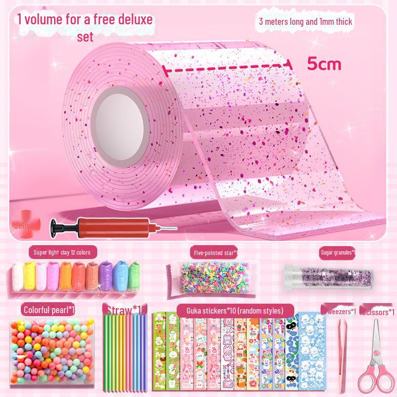 Nano Glue DIY Bubble Blowing Kit with Strong Sticky Double-Sided Tape and Decompression Toy