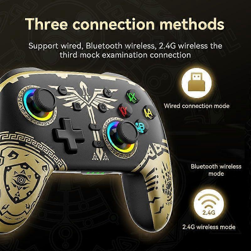 Wireless Bluetooth Gamepad for Nintendo Switch / Switch PRO (Black Gold)
