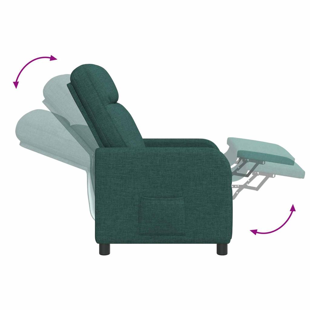 Massage Recliner Dark Green Fabric