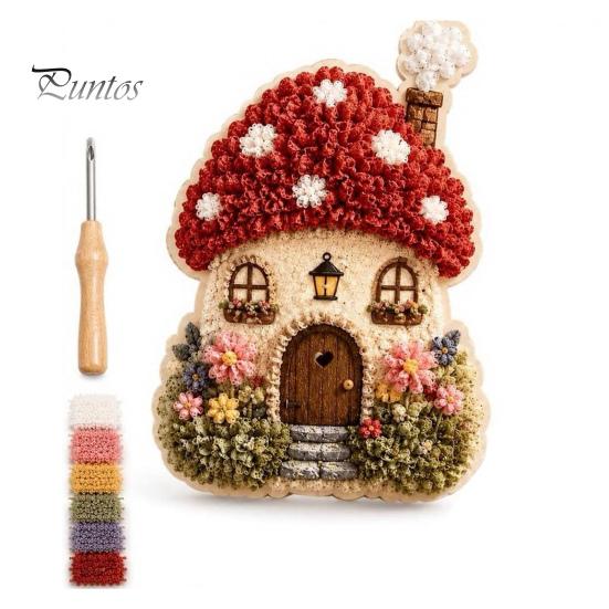 Märchenhaus DIY Bastelset 3D Thema Stanznadel für Anfänger & Erwachsene, Komplettes Miniaturdorf Bau-Set Stickset, Einfach