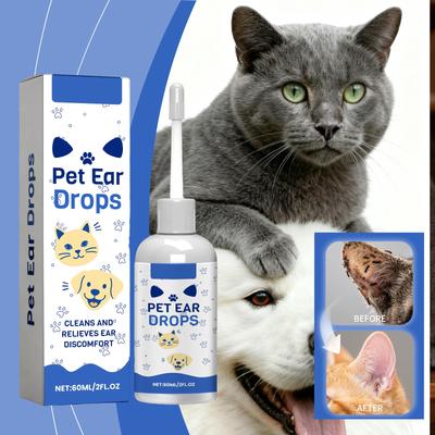 Picături Urechi Ochi Animale Curățare Ceară Urechi Pentru Infecții Îndepărtare Murdărie Pentru Câini Pisici 60ml