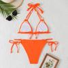 Neuer einfarbiger zweiteiliger Badeanzug Sexy Schleife Dreieck Neckholder Rückenfrei Bikini-Set Schnürung Tanga Badeanzug Bademode