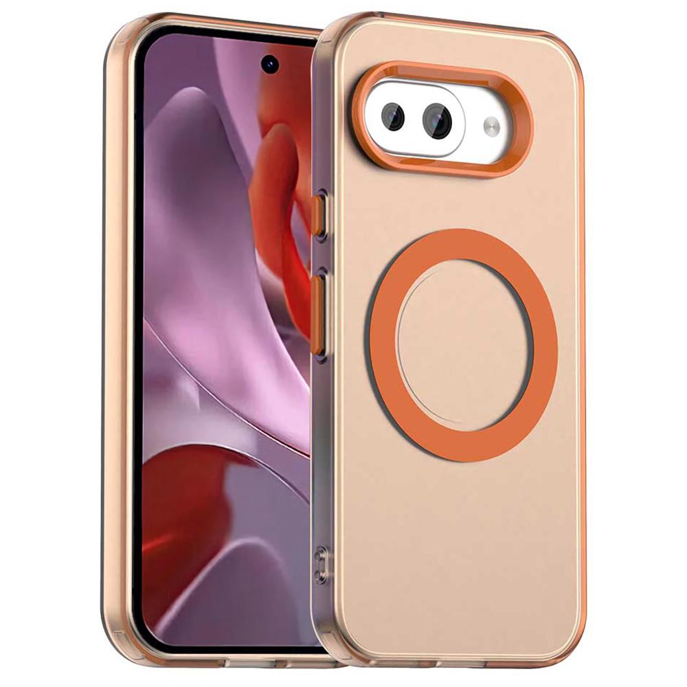 

For Google Pixel 9a Case Compatible with MagSafe PC+TPU+PET Anti-Drop Phone Cover Orange
