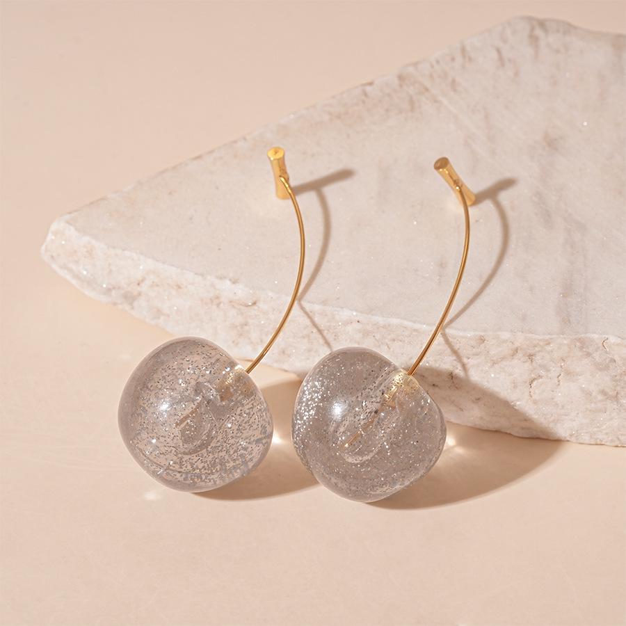 Sterling Silver Needle Earrings: Summer Sweet Strawberry, Cherry & Grape - Cute, Fresh, Versatile Ear Accessories
