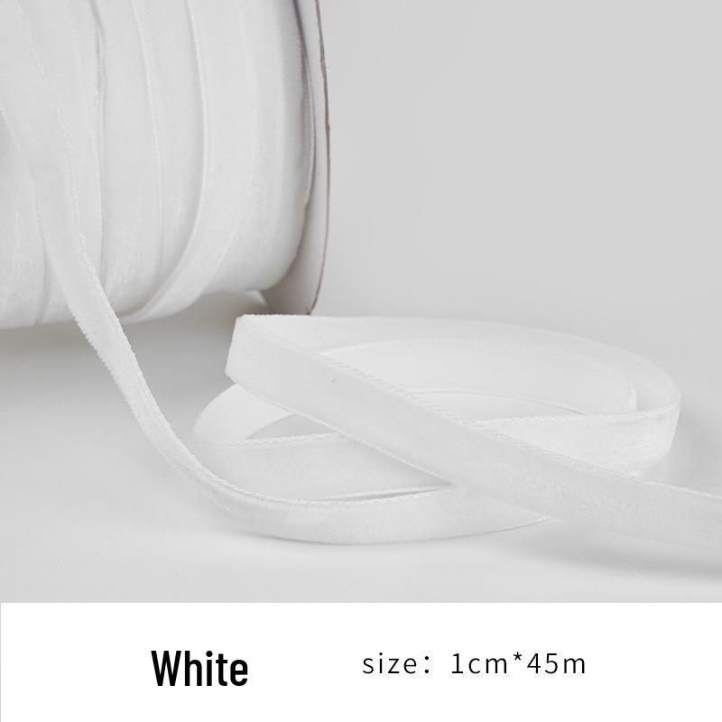 1cm Flocked Velvet Christmas Satin Ribbon - Single-Sided Silk Ribbon for Festive Decor and Clothing.