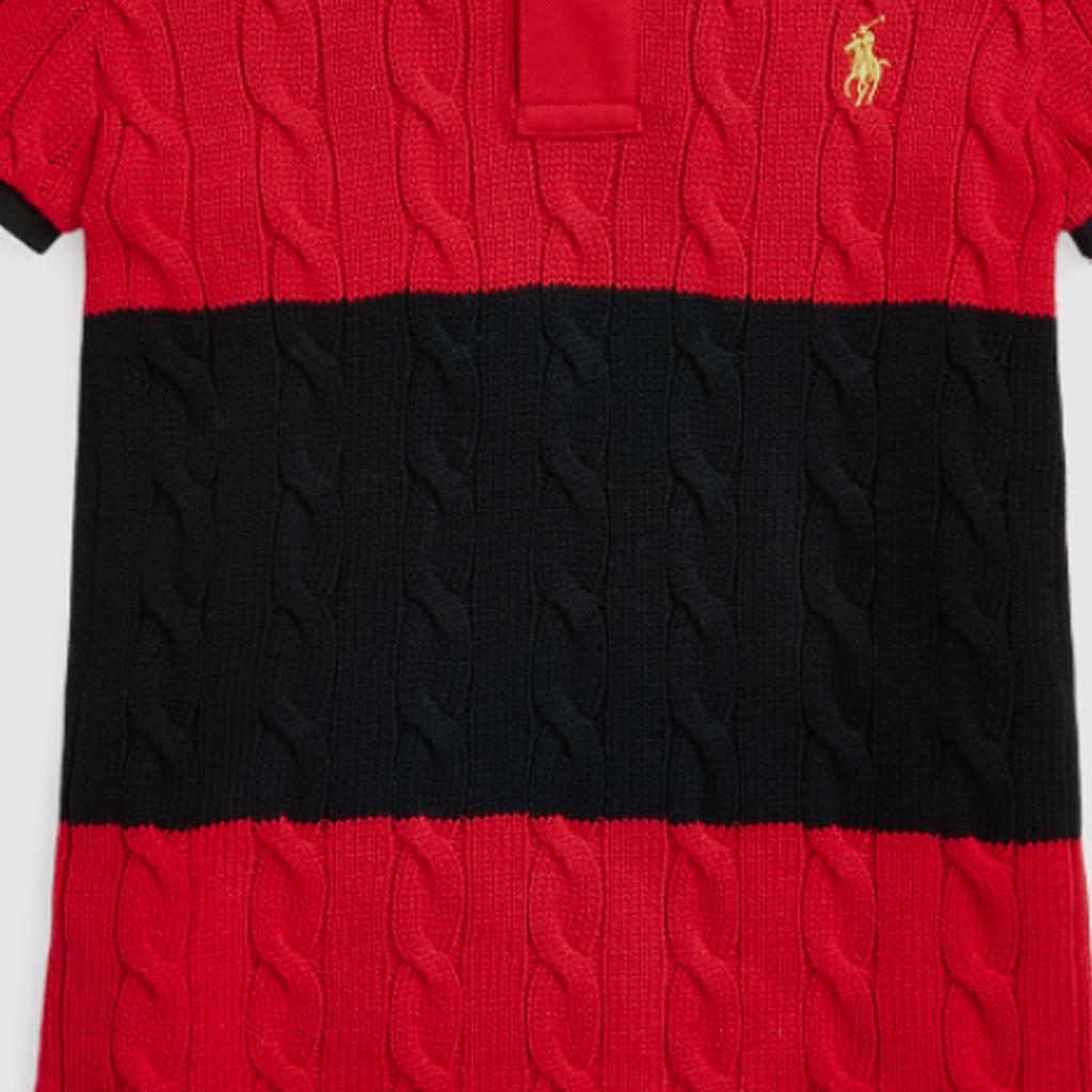 Polo Ralph Lauren SS24 Color Block Striped Cable Knit Logo Embroidered Slim Fit Short Sleeve Polo Shirt Women Tops Black WMPOKNINCU20898-001