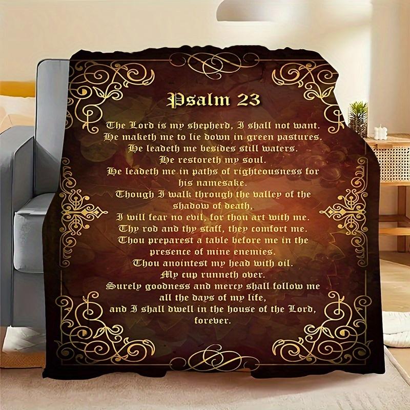1pc Psalm 23 Flannel Throw Blanket Soft, Warm, All-Season Religious Gift with Inspirational Scripture