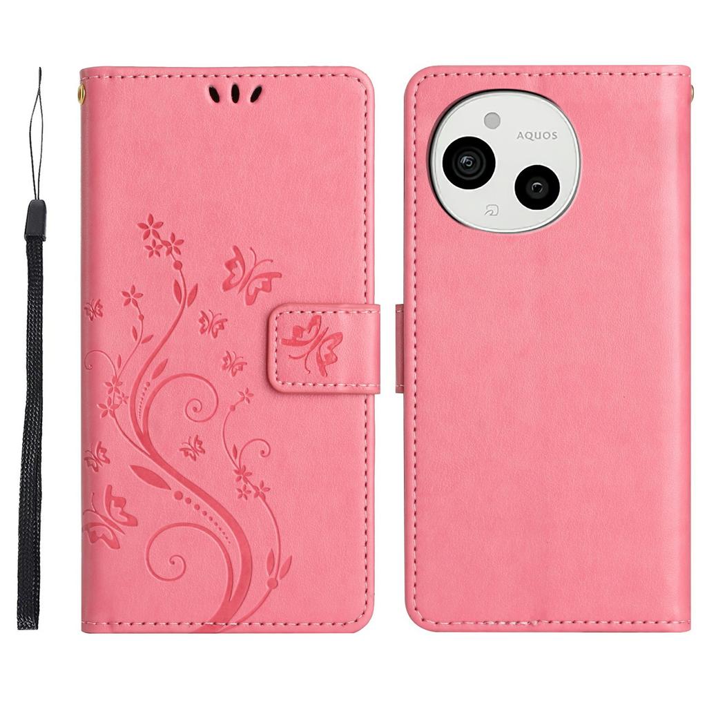 For Sharp Aquos Sense 9 Case PU Leather Phone Wallet Cover with Strap
