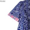 ZANZEA Women Casual Stand Collar Summer Short Sleeve Print Dress
