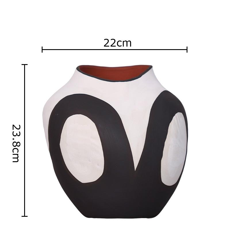 Abstrakte Schwarz-Weiß Keramikvase Kreative Blumentöpfe Schreibtischdekoration Blumenarrangement Florale Vasen Raum Ästhetische Deko