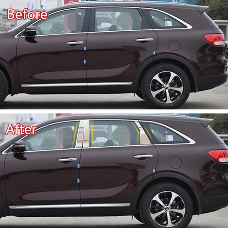 Für Kia Sorento 2009- 2013 2014 2015 2016 2017- Fenster Säule B C Säulen Verkleidungen Leisten Abdeckungen Edelstahl Auto Zubehör
